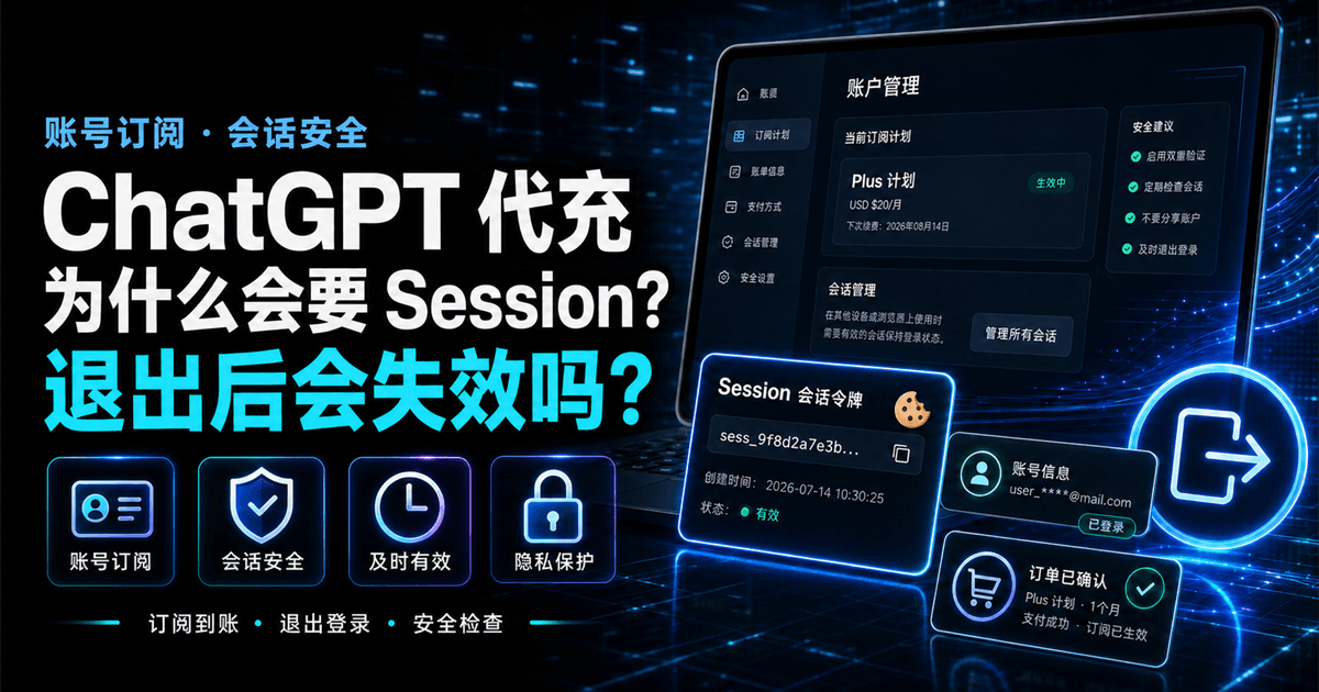 ChatGPT 代充为什么会要 Session？退出后会失效吗？